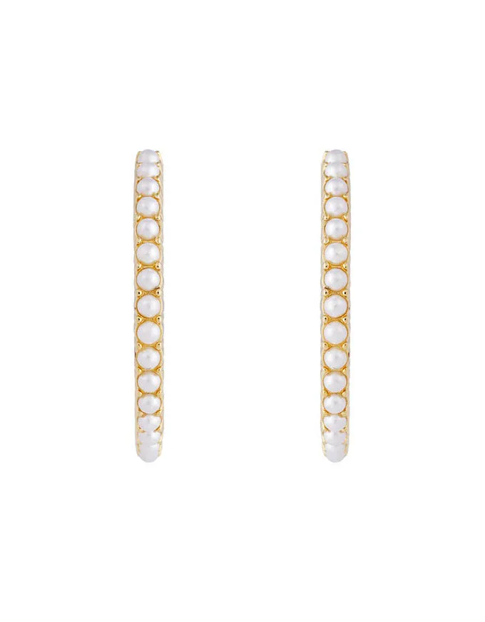 Slim Crystal Pearl XL Hoops