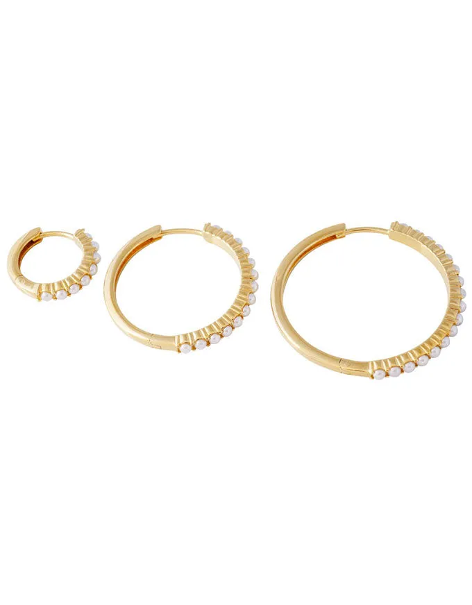 Slim Crystal Pearl XL Hoops