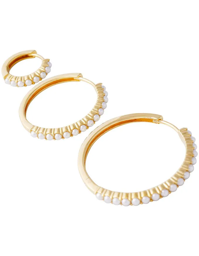 Slim Crystal Pearl XL Hoops