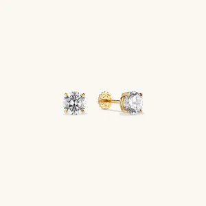 Solid Gold Crystal Stud Earrings