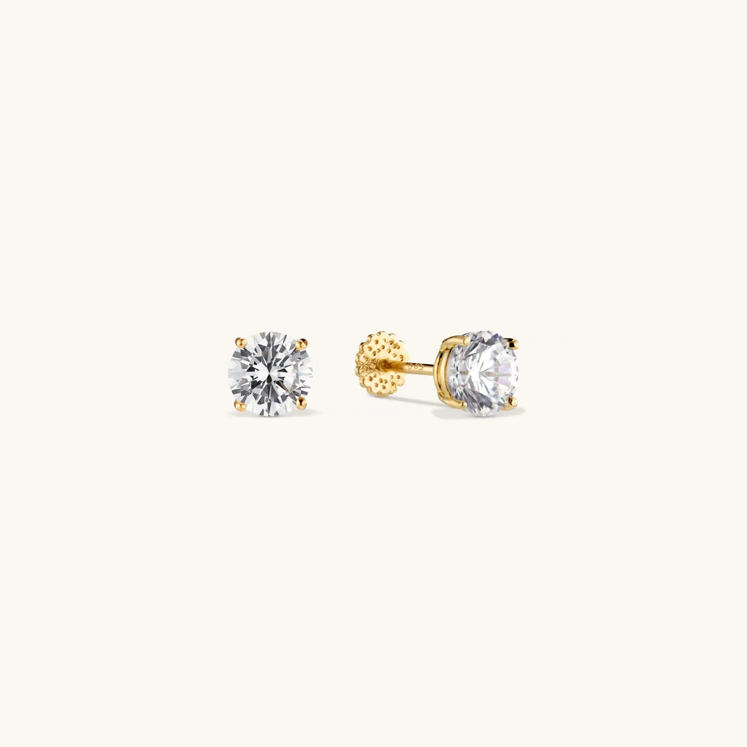 Solid Gold Crystal Stud Earrings