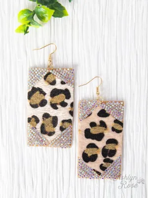 Sparkle Me Leopard on Cork Earrings