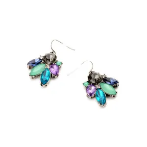 Sparkly Multicolor Imitation Gemstone Flower Small Earrings Fashion Jewelry Women Accessories