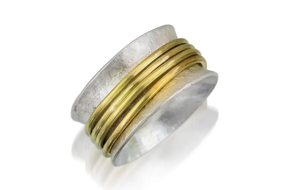 SR3 - Custom Sterling Silver and Brass Spinner Ring. Custom Size; Price May Vary