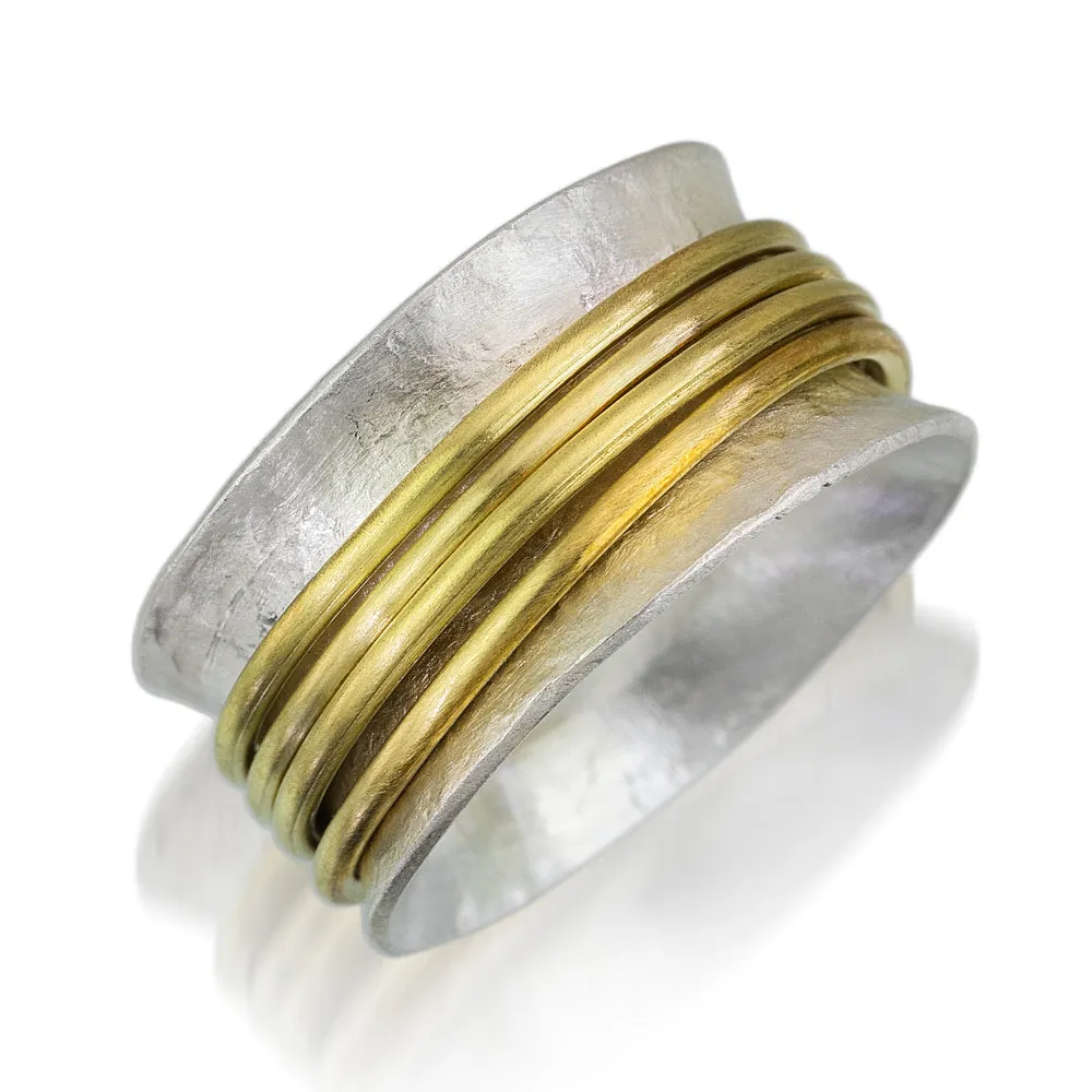 SR3 - Custom Sterling Silver and Brass Spinner Ring. Custom Size; Price May Vary