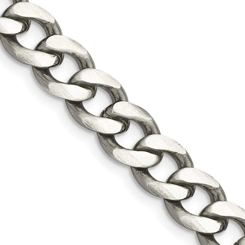 Sterling Silver Antiqued 8mm Curb Chain Necklace