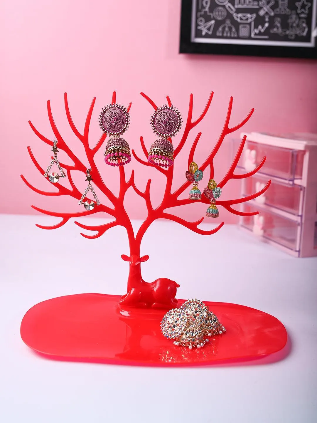 Stylish Red Jewelry Tree Stand