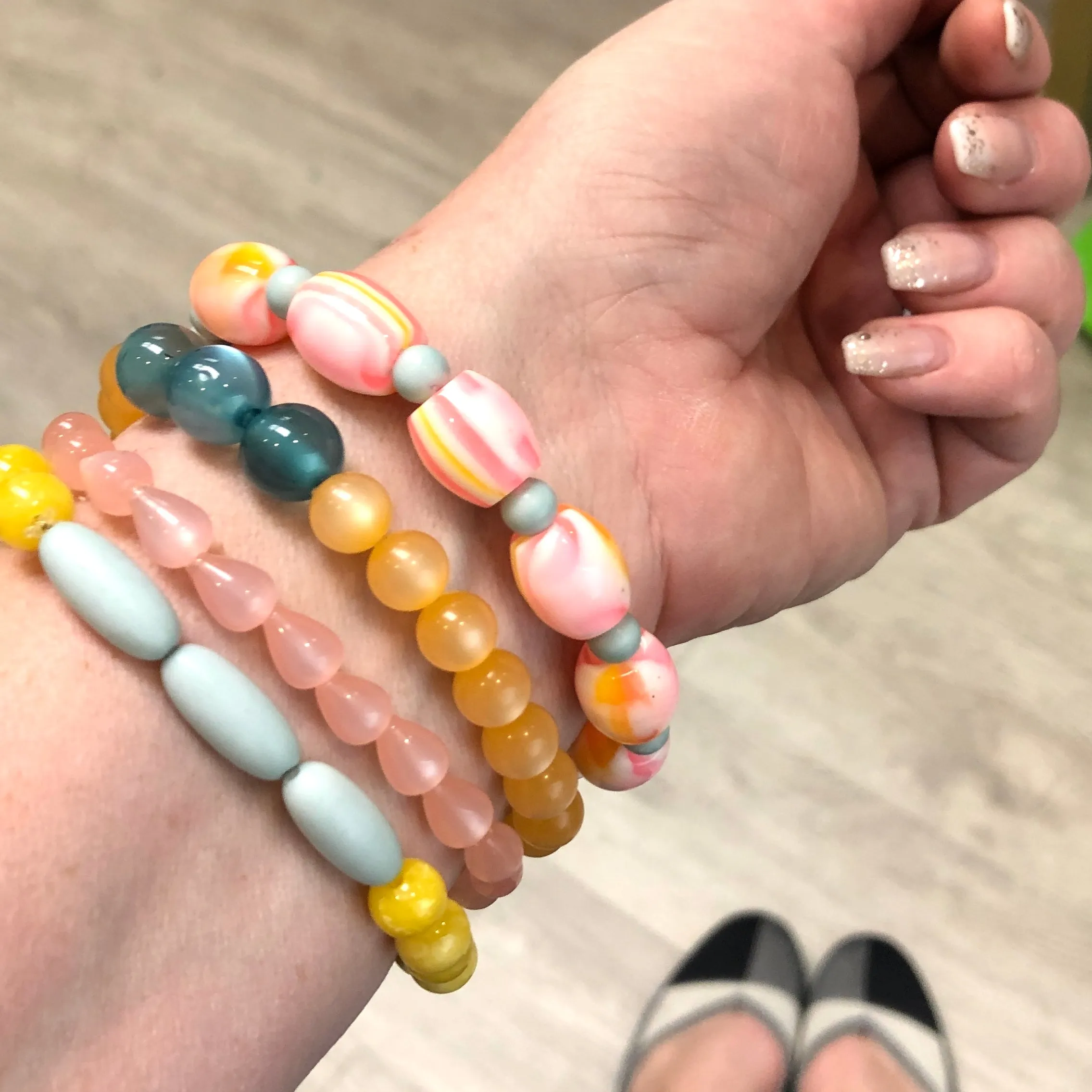 Sugar & Pink Stack and Stretch Bracelet Set