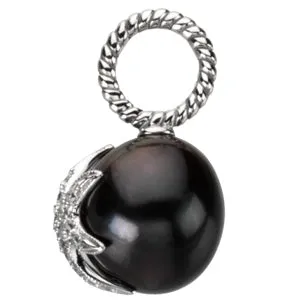 Tahitian Cultured Pearl with Diamond Starfish Pendant