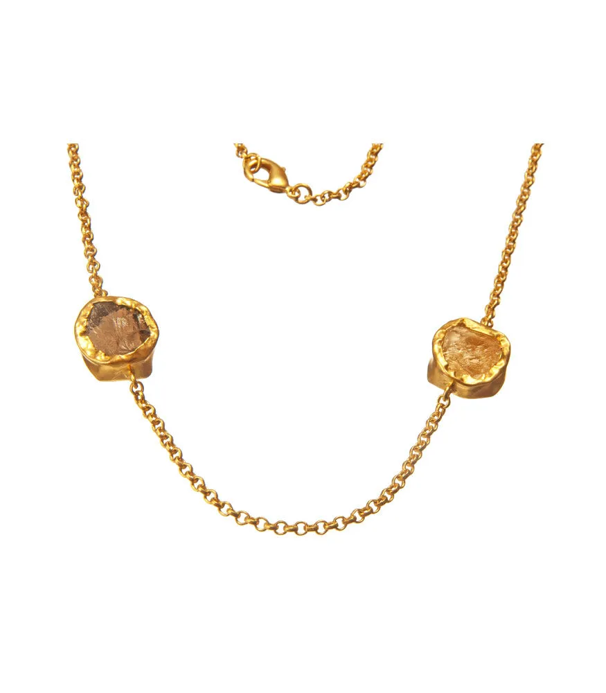 The Alternating Smoky Topaz Citirne Gold Necklace