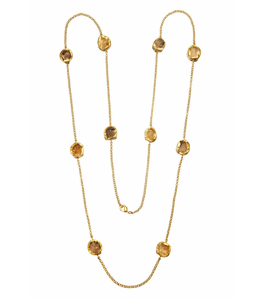 The Alternating Smoky Topaz Citirne Gold Necklace