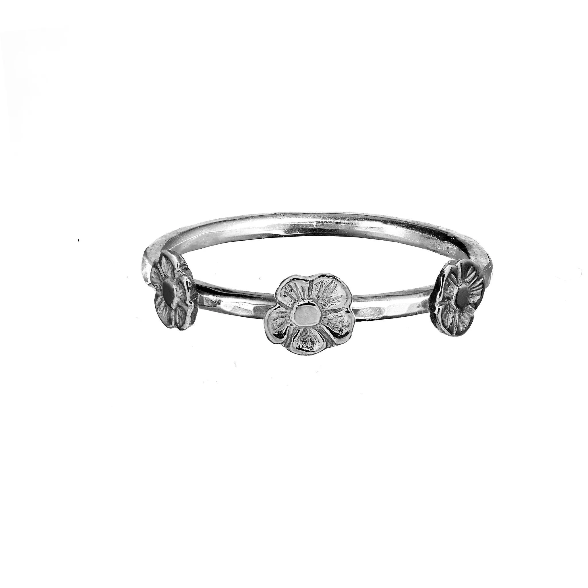 Tiny Flower Sterling Silver Stacking Rings