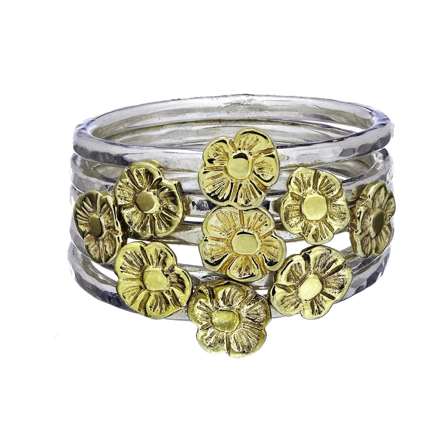 Tiny Flower Sterling Silver Stacking Rings