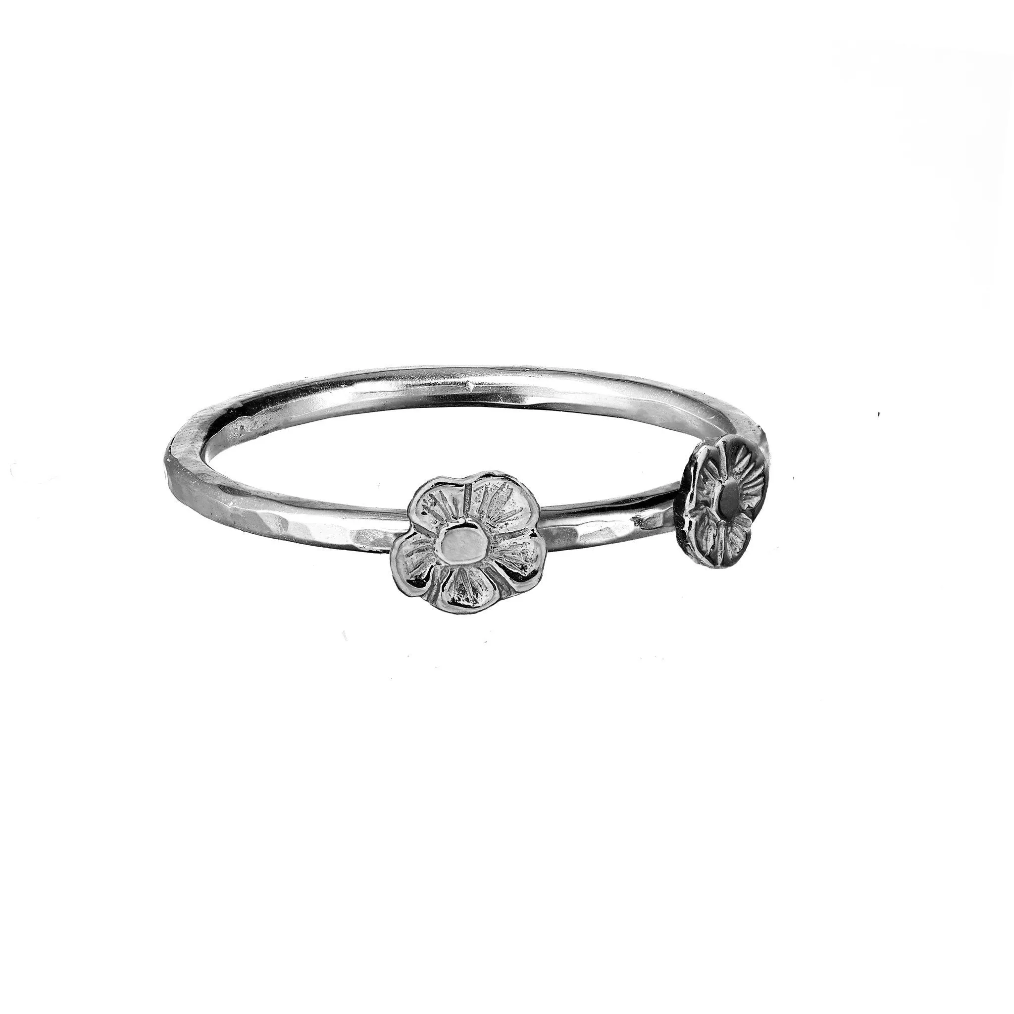 Tiny Flower Sterling Silver Stacking Rings