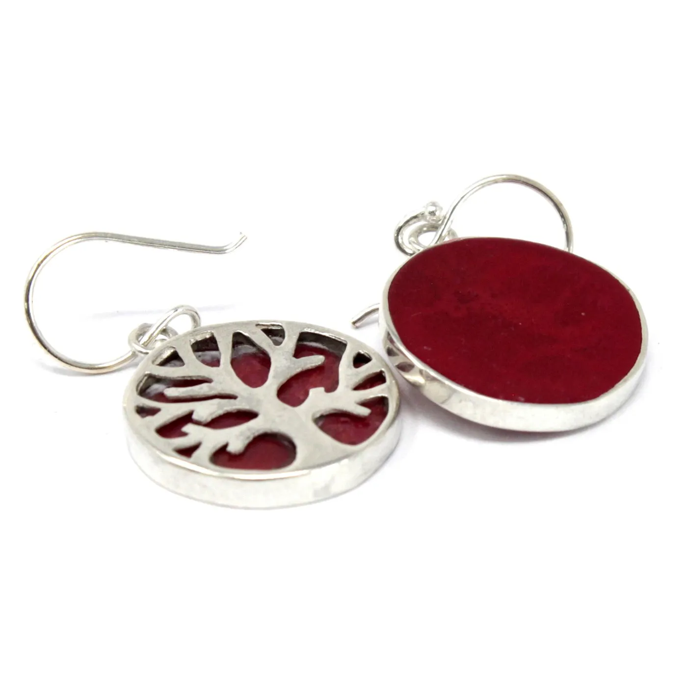 Tree of Life Silver Earrings 15mm - Coral Effect | Elegant and Unique Jewelry