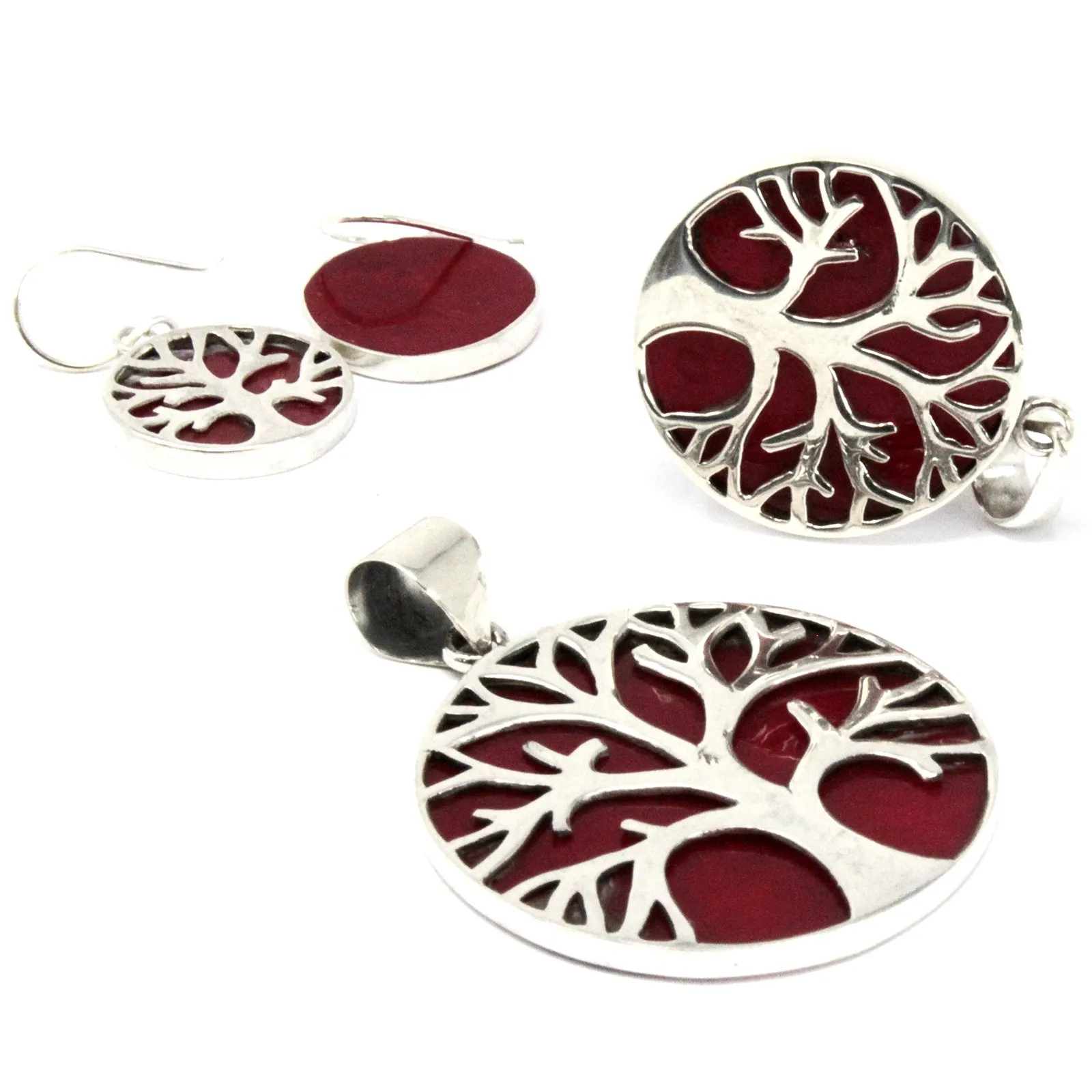 Tree of Life Silver Earrings 15mm - Coral Effect | Elegant and Unique Jewelry