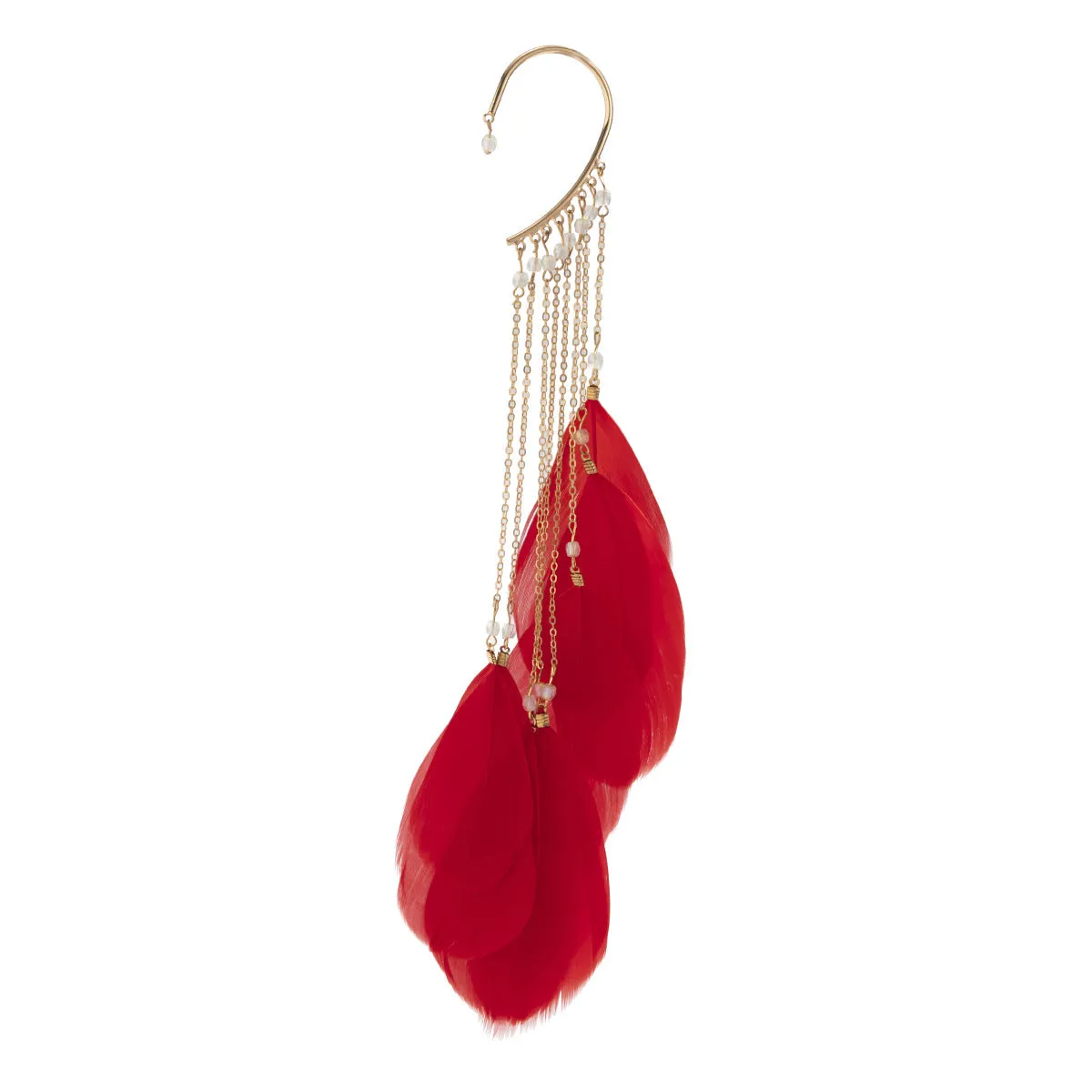 Trendy Feather Tassel Chain Earrings from Vienna Verve