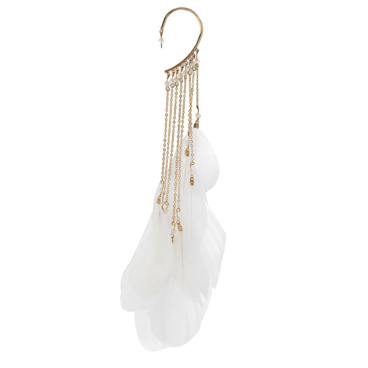 Trendy Feather Tassel Chain Earrings from Vienna Verve