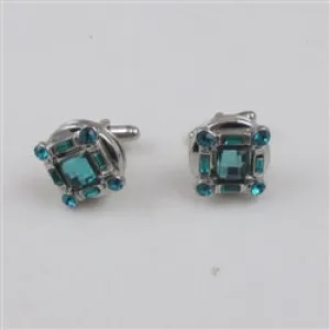 Turquoise Crystal Unisex Cuff Links