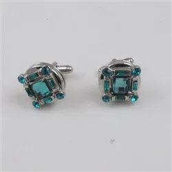 Turquoise Crystal Unisex Cuff Links