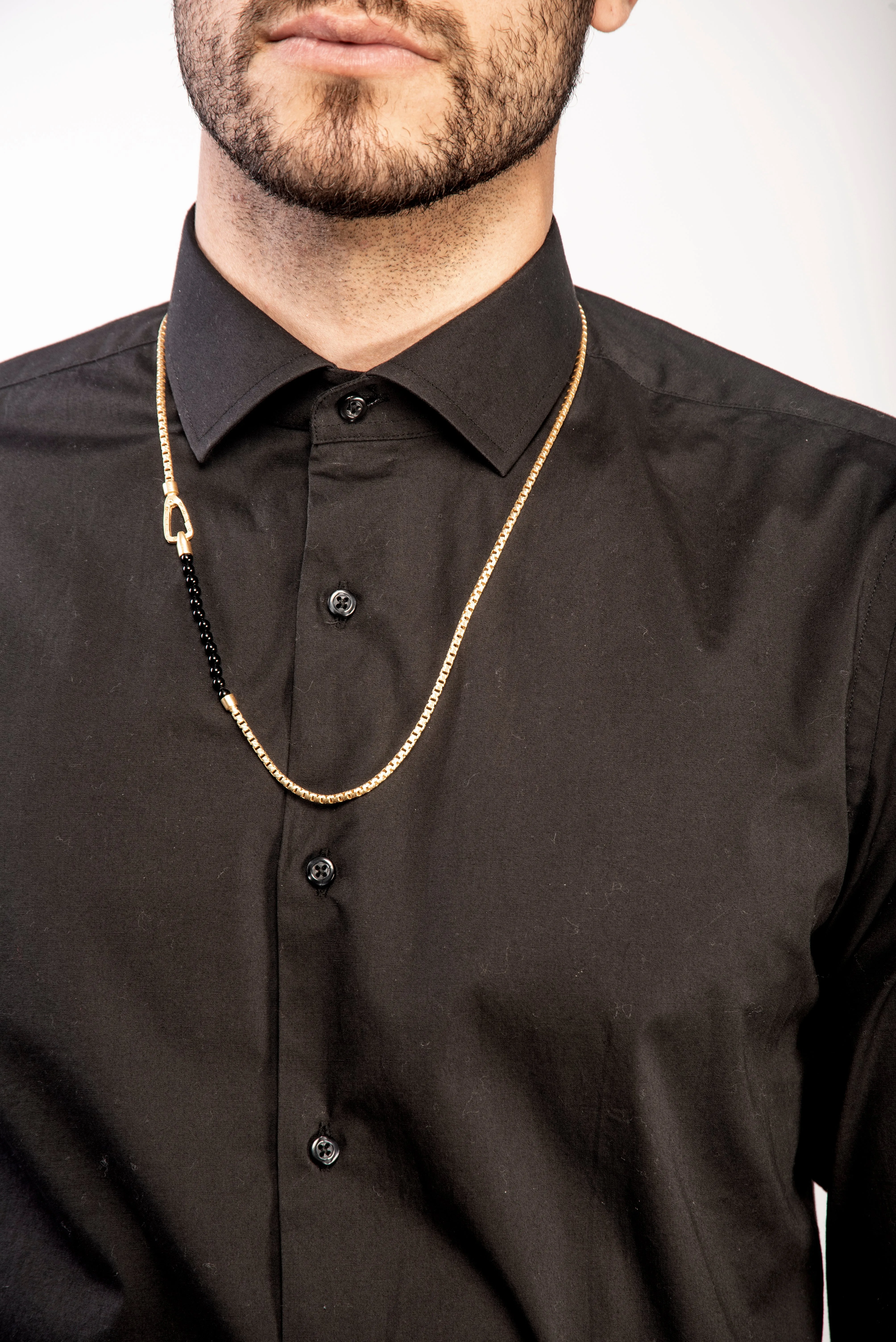 Ulysses 4mm Onyx Bead Chain Necklace