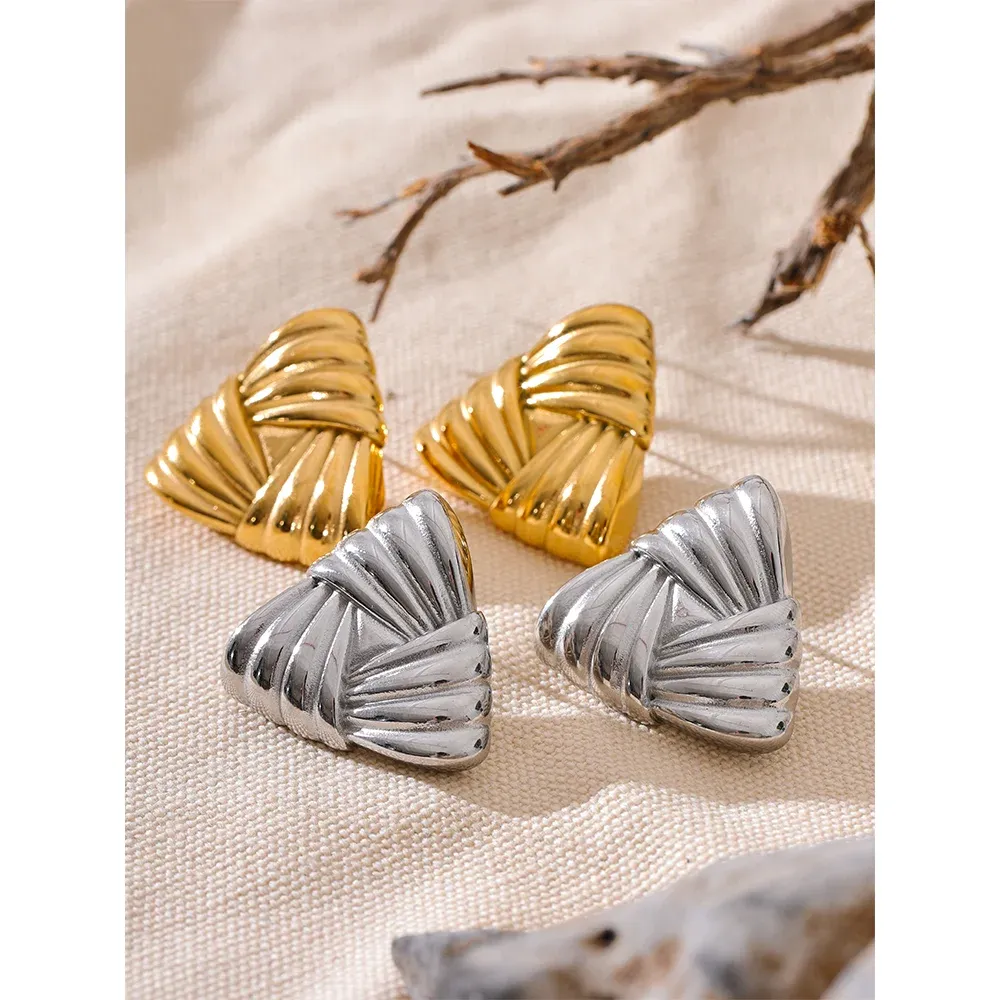 VAIGE Trendy Waterproof 316L Stainless Steel Triangle Texture Stud Earrings