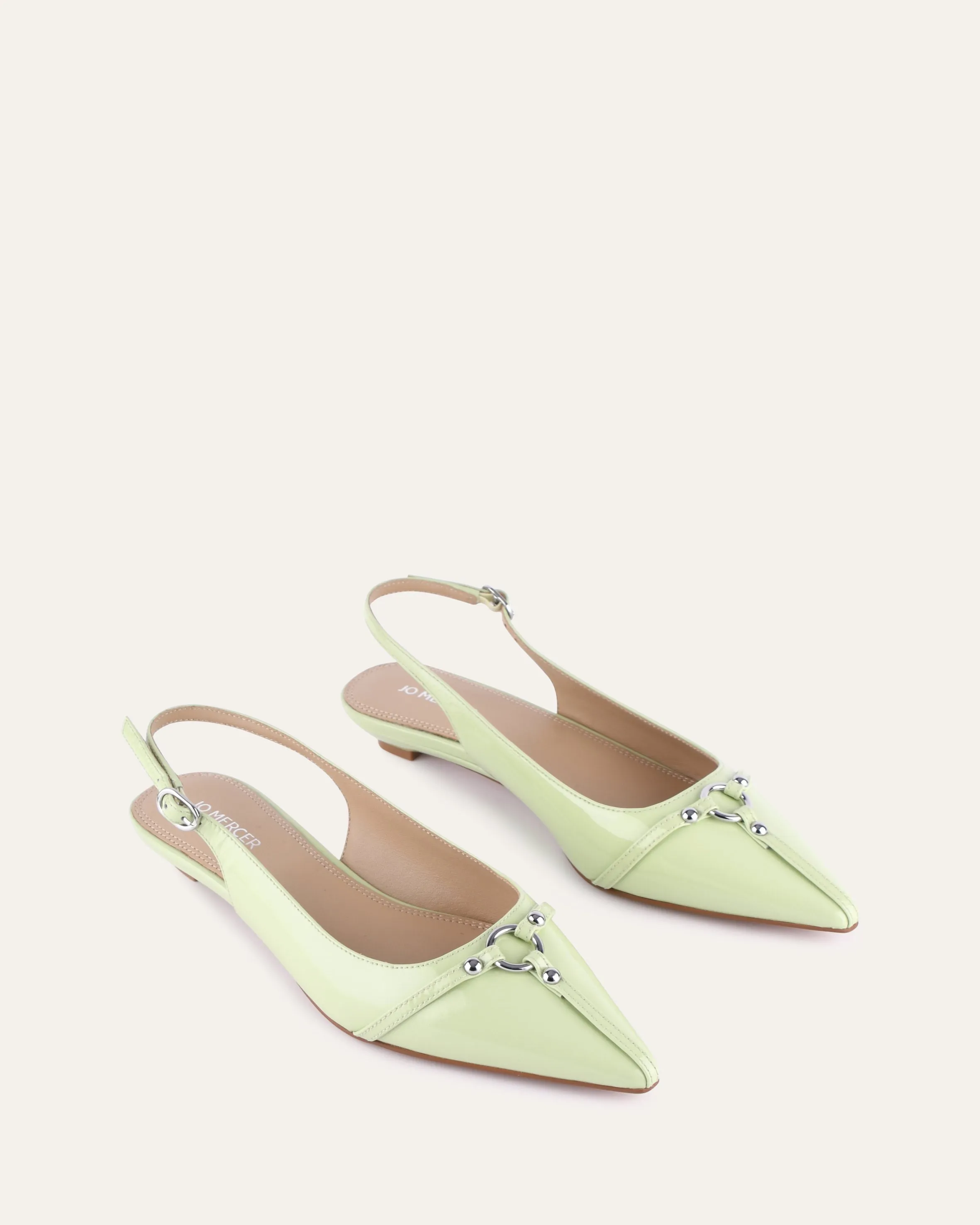 VICTORIA DRESS FLATS HONEYDEW GREEN PATENT