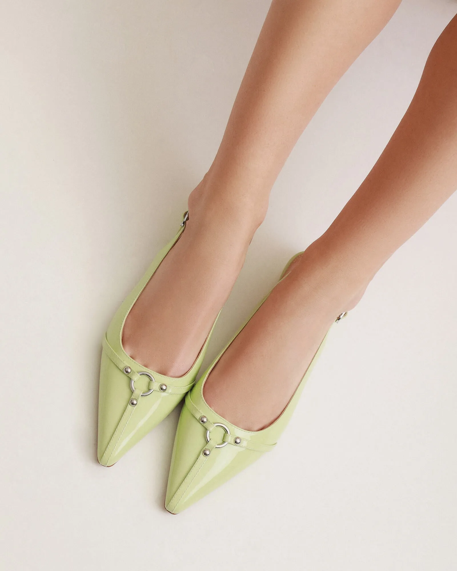 VICTORIA DRESS FLATS HONEYDEW GREEN PATENT