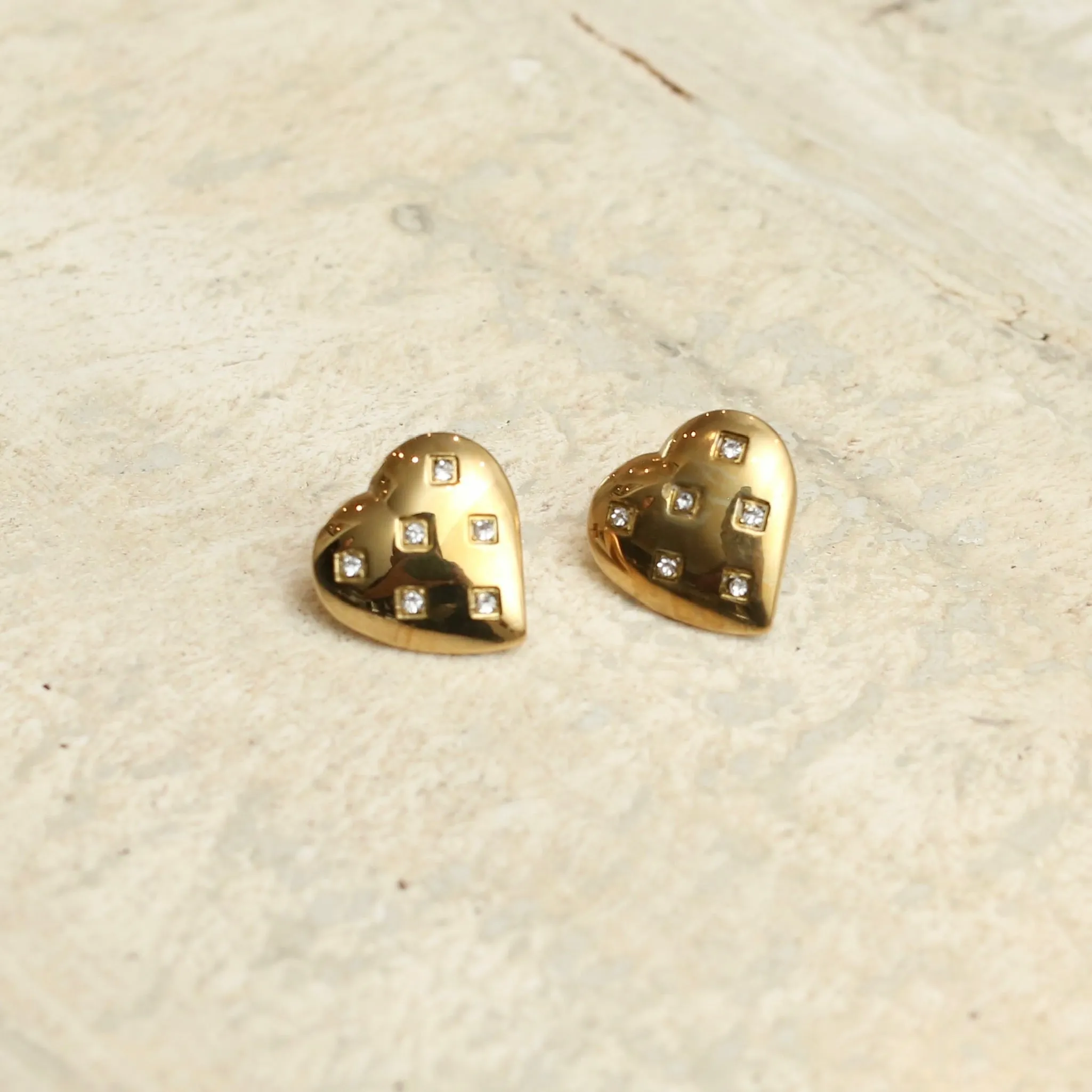 Vintage Heart Stud Earrings