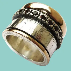 Vintage spinner ring / silver gold jewelry / Israel rings / Meditation rings