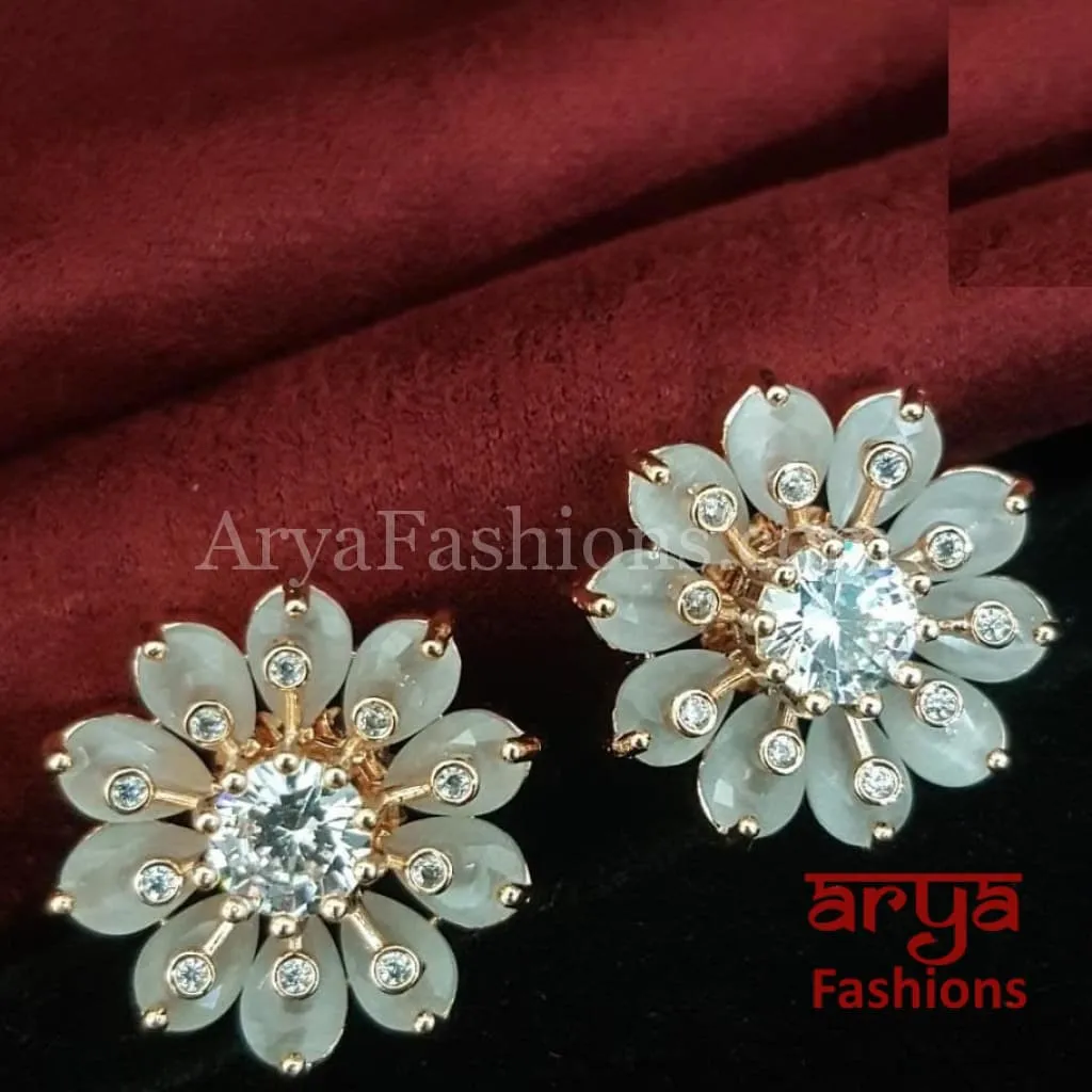 Viva Rose Gold CZ Studs/ Trendy Bollywood Stud Earrings