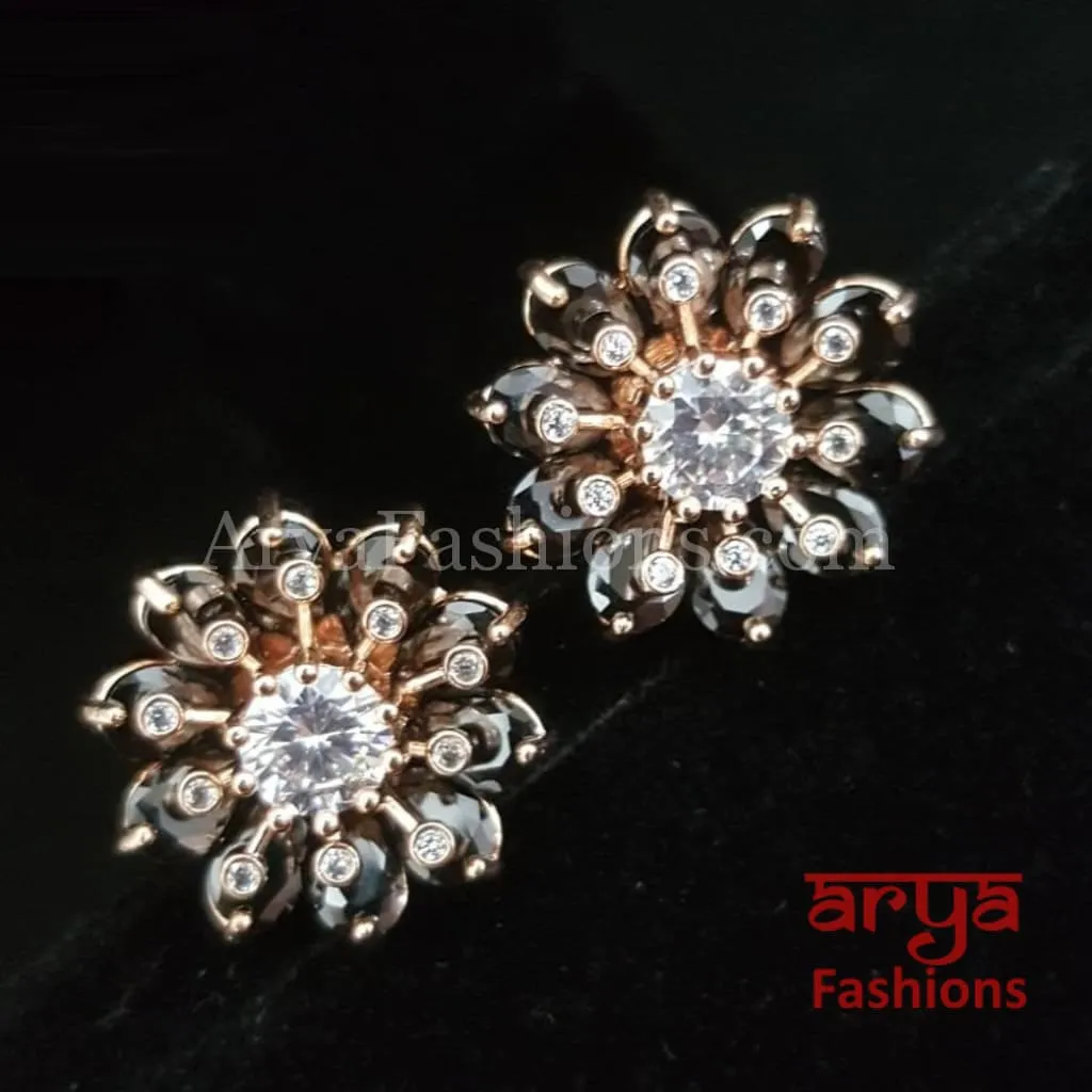 Viva Rose Gold CZ Studs/ Trendy Bollywood Stud Earrings