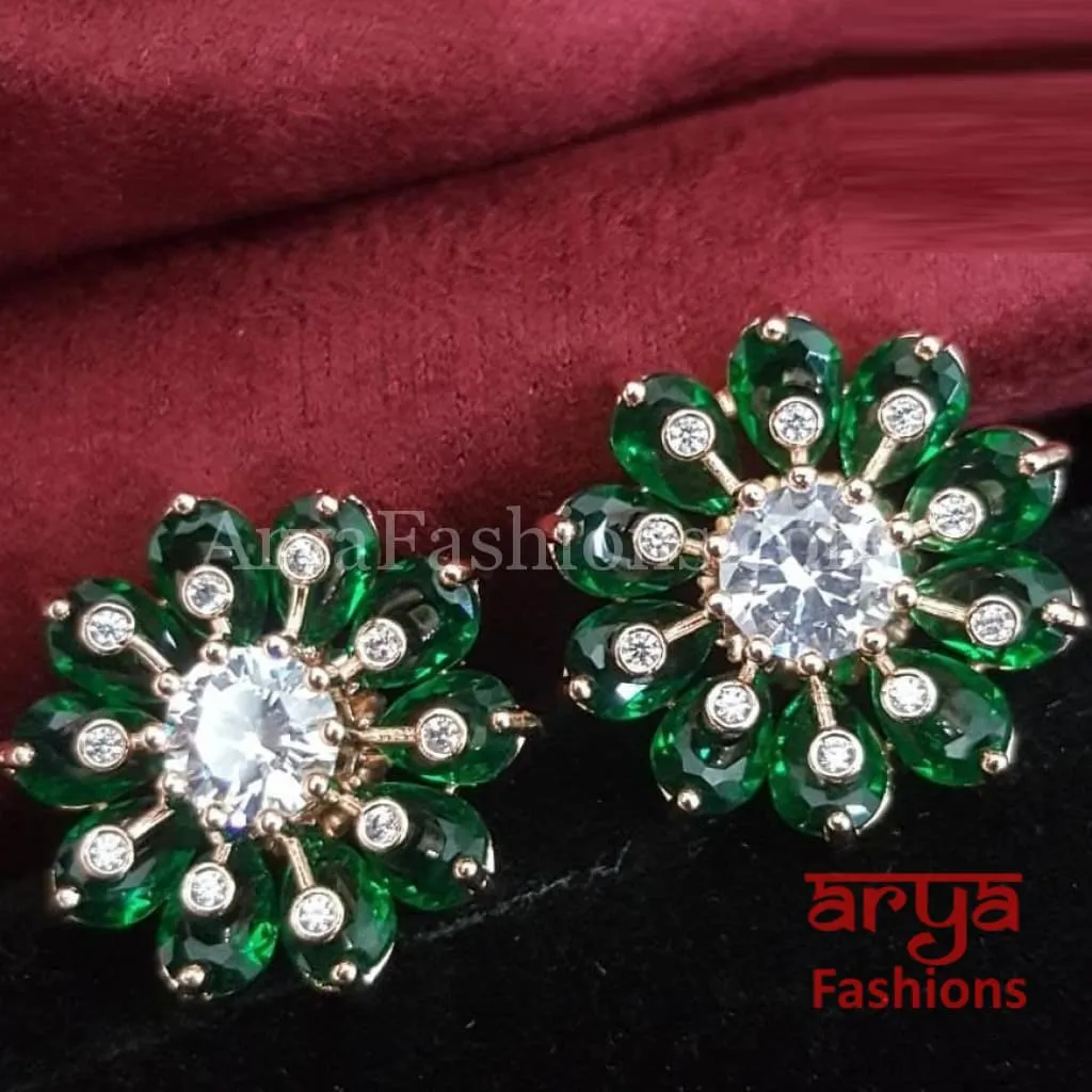 Viva Rose Gold CZ Studs/ Trendy Bollywood Stud Earrings