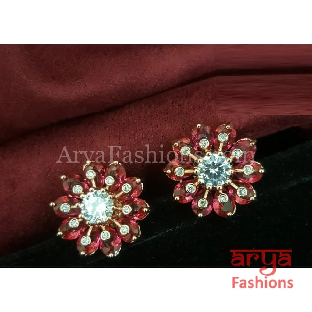 Viva Rose Gold CZ Studs/ Trendy Bollywood Stud Earrings