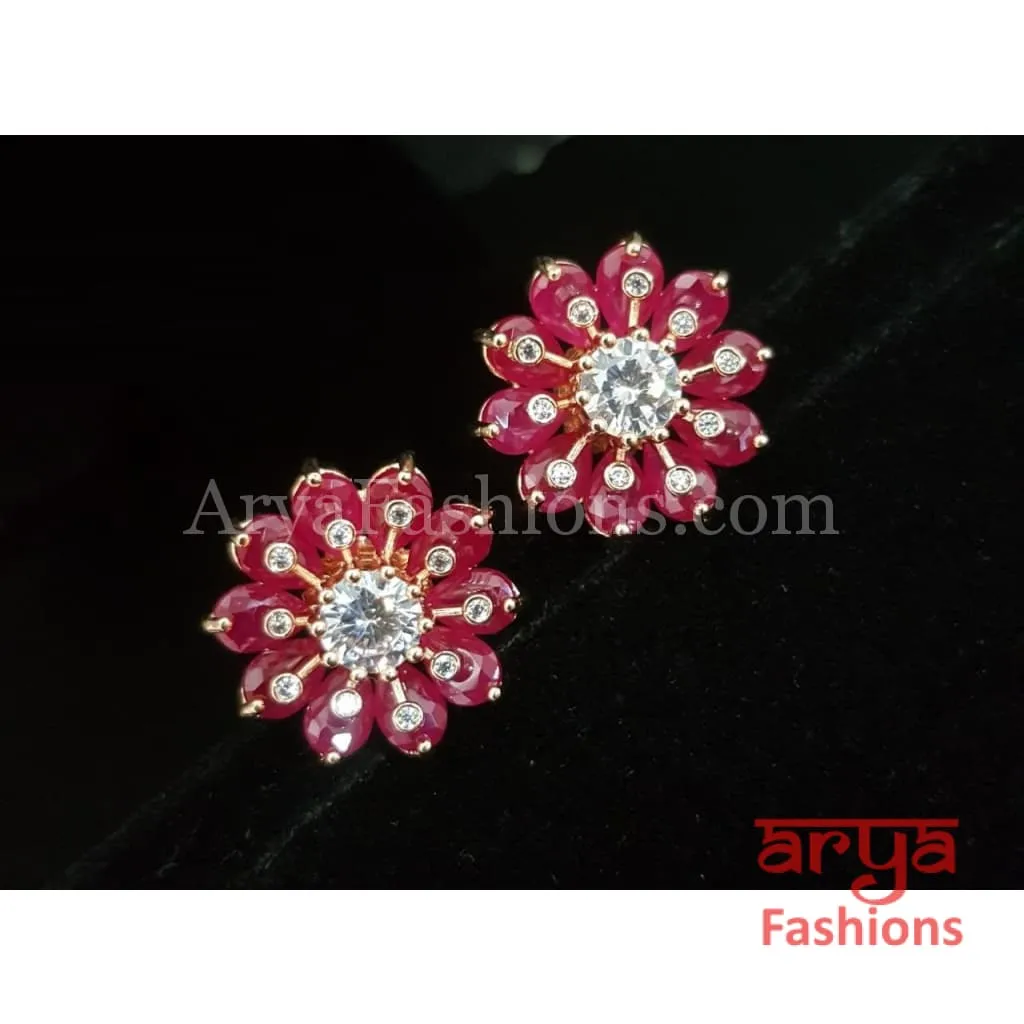 Viva Rose Gold CZ Studs/ Trendy Bollywood Stud Earrings