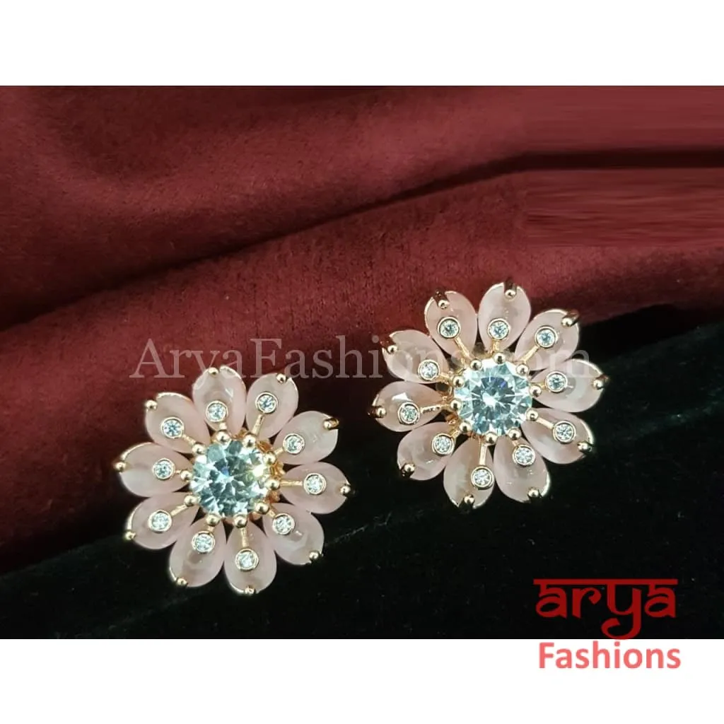 Viva Rose Gold CZ Studs/ Trendy Bollywood Stud Earrings