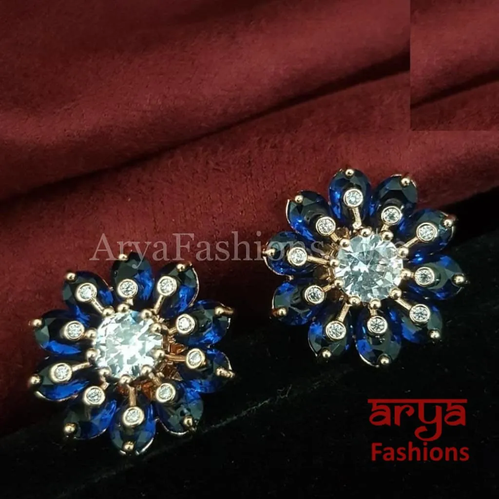 Viva Rose Gold CZ Studs/ Trendy Bollywood Stud Earrings