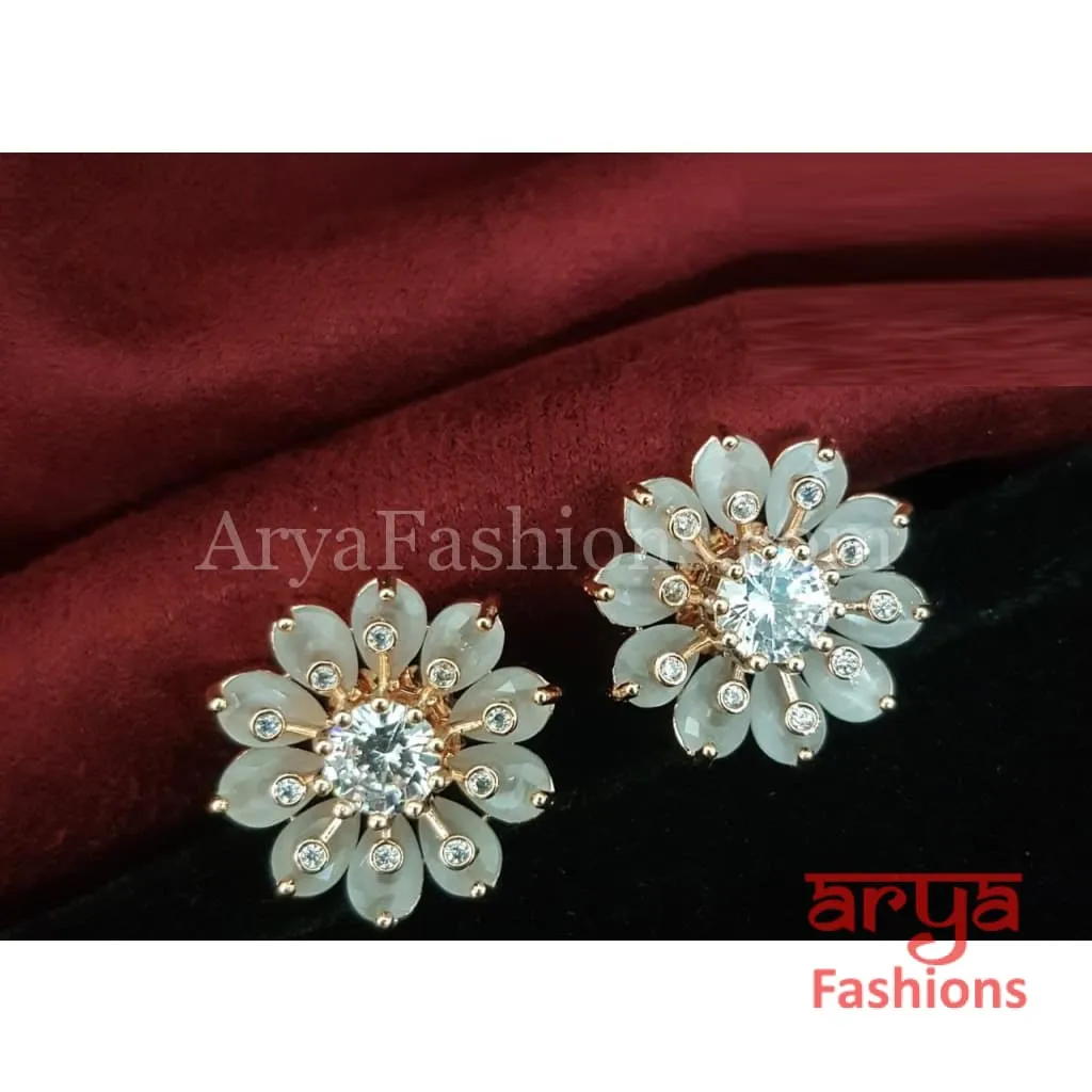 Viva Rose Gold CZ Studs/ Trendy Bollywood Stud Earrings