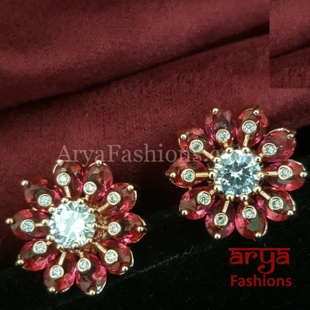 Viva Rose Gold CZ Studs/ Trendy Bollywood Stud Earrings