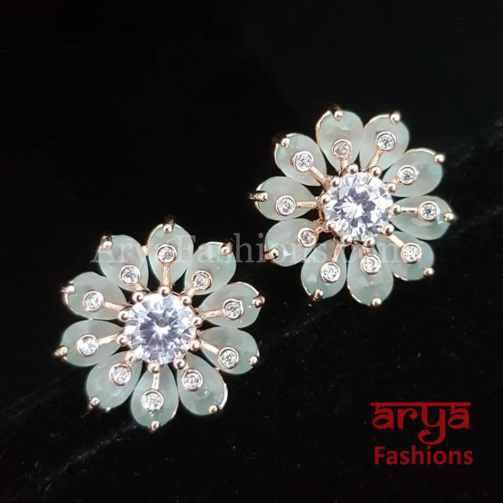 Viva Rose Gold CZ Studs/ Trendy Bollywood Stud Earrings