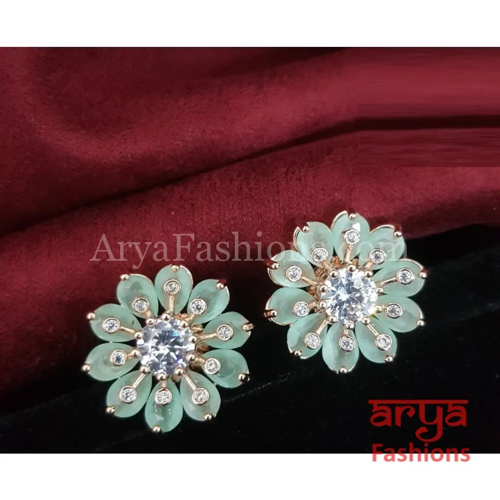 Viva Rose Gold CZ Studs/ Trendy Bollywood Stud Earrings