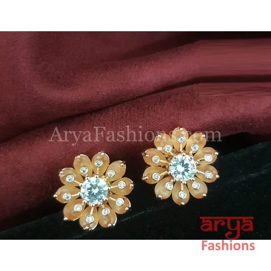 Viva Rose Gold CZ Studs/ Trendy Bollywood Stud Earrings