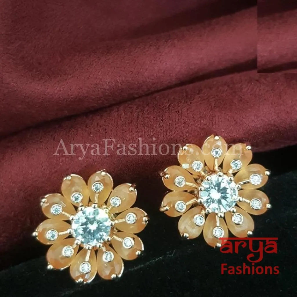 Viva Rose Gold CZ Studs/ Trendy Bollywood Stud Earrings