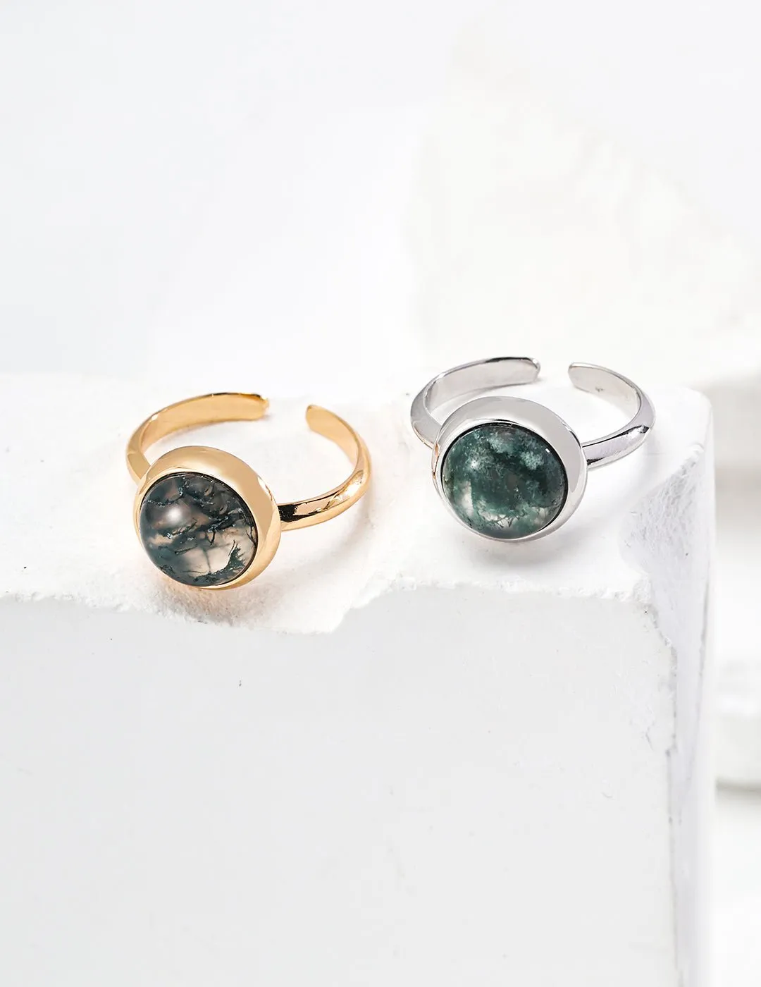 Water Grass Onyx Gemstone Open Ring