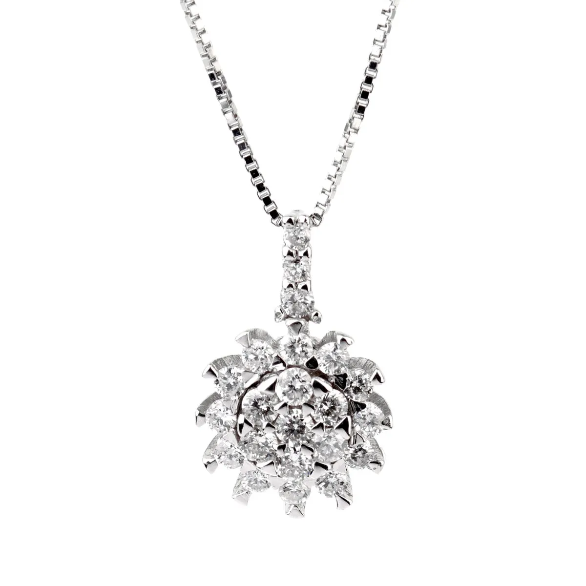 Yukiko Diamond Cluster White Gold Necklace